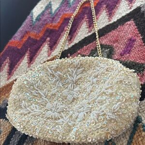 Vintage : Beaded/Sequined Clutch with Gold Chain by Simon, styled by Ernest Blum